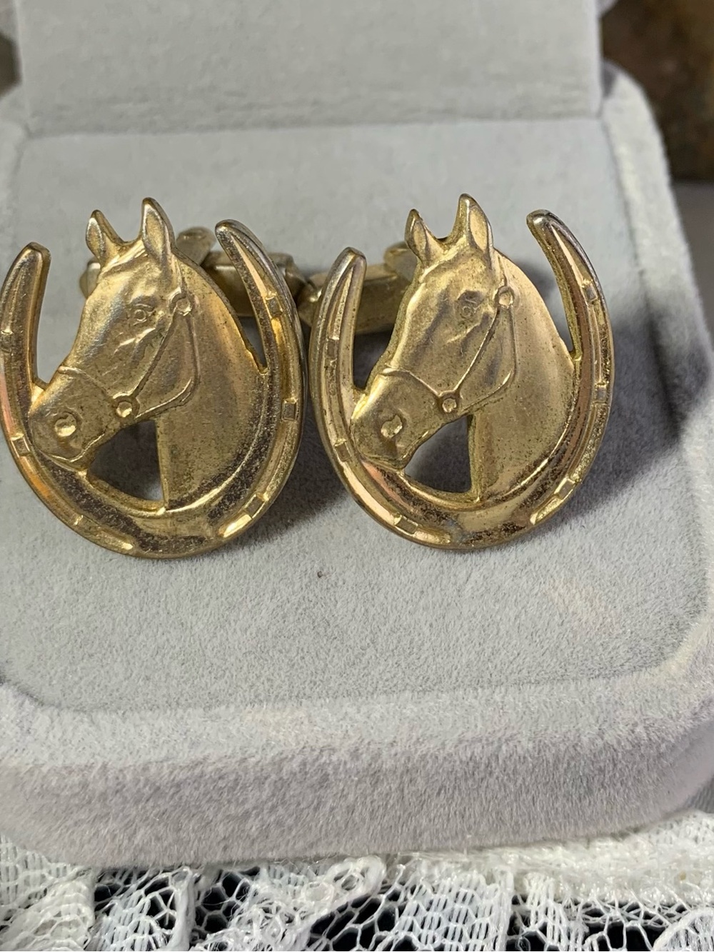 Gold Horse Head & Horseshoe Cufflinks — Elegant Men's AccessoryMid Century,Anson
